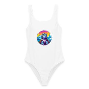 Schildkröte Aquarell Karikatur Kawaii Haustier Tier Farbe - Frauen Badeanzug - Weiß - Vorne - AI Model Female 172 dark (172cm)