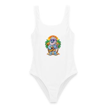 Lustige Yeti Cartoon Sommer Strand Sonnenbrille Gitarre - Frauen Badeanzug - Weiß - Vorne - AI Model Female 172 dark (172cm)