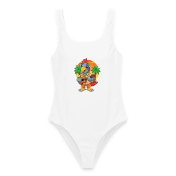Lustige Papagei Sommer Strand Sonnenbrille Hawaiianisch - Frauen Badeanzug - Weiß - Vorne - AI Model Female 172 dark (172cm)