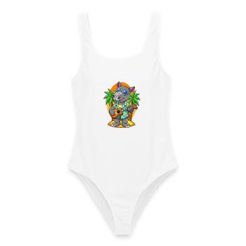 Funny Tapir Summer Beach Sunglasses Hawaiian - Women's Swimsuit - white - Front - AI Model Female 172 dark (172cm)