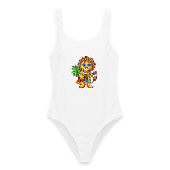 Lunettes de soleil de plage d’été Funny Lion Hawaiian - Maillot de bain femme - blanc - Devant - AI Model Female 172 dark (172cm)