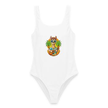 Lustige Lama Sommer Strand Sonnenbrille Hawaiianisch - Frauen Badeanzug - Weiß - Vorne - AI Model Female 172 dark (172cm)