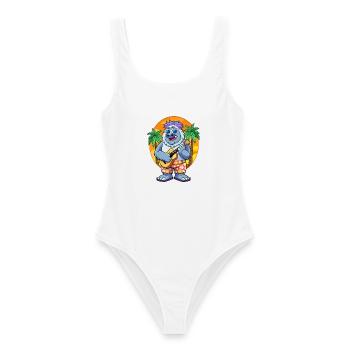 Lustige Yeti Cartoon Sommer Strand Sonnenbrille Gitarre - Frauen Badeanzug - Weiß - Vorne - AI Model Female 172 dark (172cm)