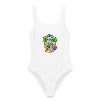 Lustige Einhorn Cartoon Sommer Strand Sonnenbrille - Frauen Badeanzug - Weiß - Vorne - AI Model Female 172 dark (172cm)