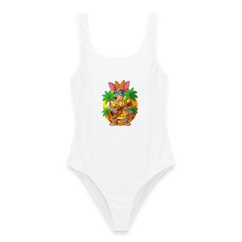 Lustige Erdferkel Cartoon Sommer Strand Sonnenbrille - Frauen Badeanzug - Weiß - Vorne - AI Model Female 172 dark (172cm)
