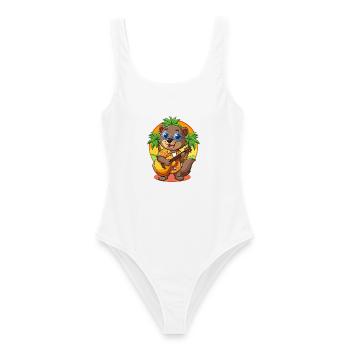 Lustige Biber Cartoon Sommer Strand Sonnenbrille - Frauen Badeanzug - Weiß - Vorne - AI Model Female 172 dark (172cm)