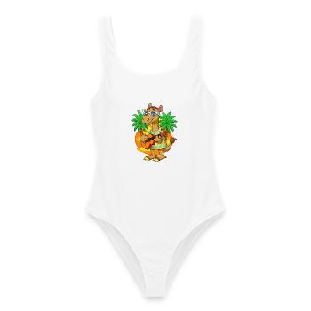 Lustige Kamel Cartoon Sommer Strand Sonnenbrille Gitarre - Frauen Badeanzug - Weiß - Vorne - AI Model Female 172 dark (172cm)