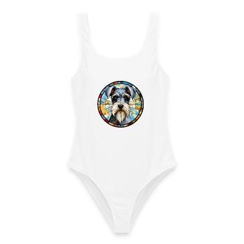 Zwergschnauzer Hunderasse Aquarellglas - Frauen Badeanzug - Weiß - Vorne - AI Model Female 172 dark (172cm)