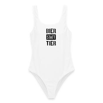 BIER STATT TIER VEGAN VEGANER - Frauen Badeanzug - Weiß - Vorne - AI Model Female 172 dark (172cm)