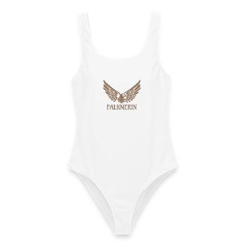 Falknerin Adler Falke Falknerei Geschenk - Frauen Badeanzug - Weiß - Vorne - AI Model Female 172 dark (172cm)