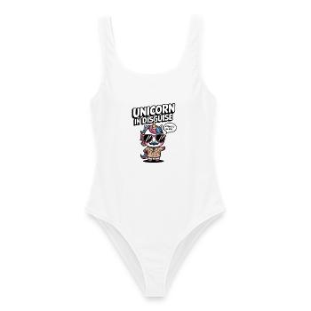 Unverkleidetes Einhorn - Frauen Badeanzug - Weiß - Vorne - AI Model Female 172 dark (172cm)
