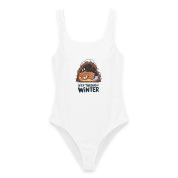 Schlafenschlaf durch den Winter - Frauen Badeanzug - Weiß - Vorne - AI Model Female 172 dark (172cm)