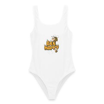 Abeille heureuse - Maillot de bain femme - blanc - Devant - AI Model Female 172 dark (172cm)
