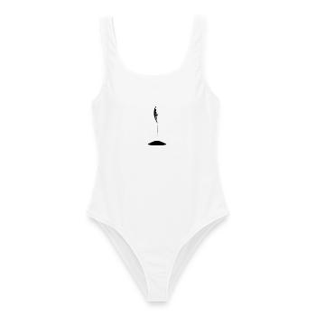 Hüpfende Person auf dem Trampolin - Frauen Badeanzug - Weiß - Vorne - AI Model Female 172 dark (172cm)