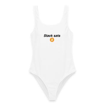 Stack sats - Frauen Badeanzug - Weiß - Vorne - AI Model Female 172 dark (172cm)