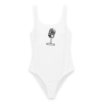 Microphone - Retro - drawn - Women's Swimsuit - white - Front - AI Model Female 172 dark (172cm)