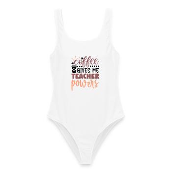 Coffee gives me teacher powers 4 - Frauen Badeanzug - Weiß - Vorne - AI Model Female 172 dark (172cm)