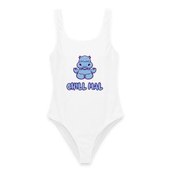 Chill Mal Hippo Meditation - Frauen Badeanzug - Weiß - Vorne - AI Model Female 172 dark (172cm)