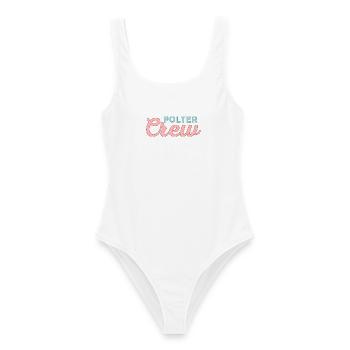 Polter Crew! Personalisierbar - Frauen Badeanzug - Weiß - Vorne - AI Model Female 172 dark (172cm)