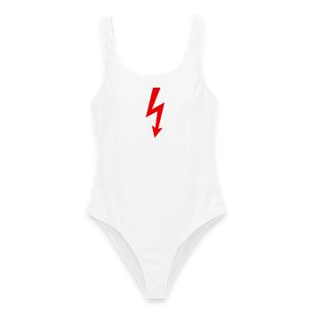 Blitz Logo - Frauen Badeanzug - Weiß - Vorne - AI Model Female 172 dark (172cm)
