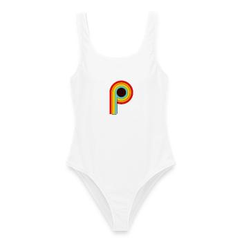 Retro Design Stripes P - Frauen Badeanzug - Weiß - Vorne - AI Model Female 172 dark (172cm)