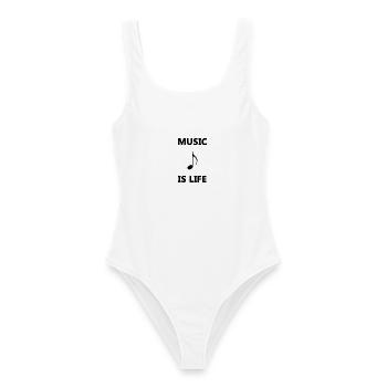 Music is life - Frauen Badeanzug - Weiß - Vorne - AI Model Female 172 dark (172cm)