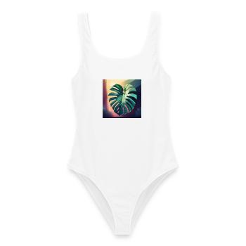 Monstera Leaf - Frauen Badeanzug - Weiß - Vorne - AI Model Female 172 dark (172cm)