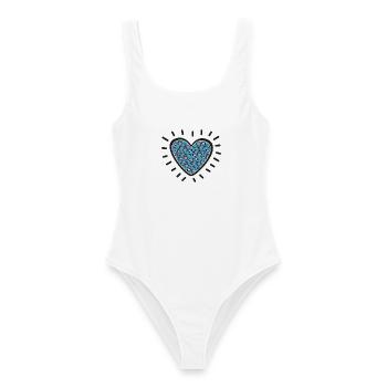 Leopard Heart Burst - Women's Swimsuit - white - Front - AI Model Female 172 dark (172cm)