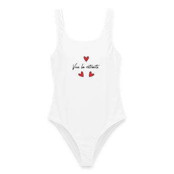 RETIREMENT. COLLEAGUE. RETIREMENT. RETIRED. RETIREMENT. - Women's Swimsuit - white - Front - AI Model Female 172 dark (172cm)