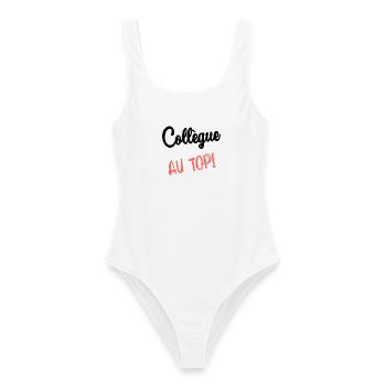 COLLEGUE. DEPART. EMPLOI. HUMOUR. MANAGER. CHEF - Maillot de bain femme - blanc - Devant - AI Model Female 172 dark (172cm)