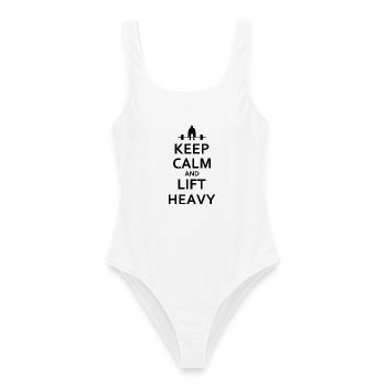 Keep calm and lift heavy - Frauen Badeanzug - Weiß - Vorne - AI Model Female 172 dark (172cm)