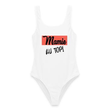 MAMIE. FÊTE DES MÈRES. BONNE FÊTE MAMIE. JE T'AIME - Maillot de bain femme - blanc - Devant - AI Model Female 172 dark (172cm)