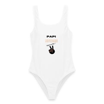 papi motard t-shirt idée cadeau - Maillot de bain femme - blanc - Devant - AI Model Female 172 dark (172cm)