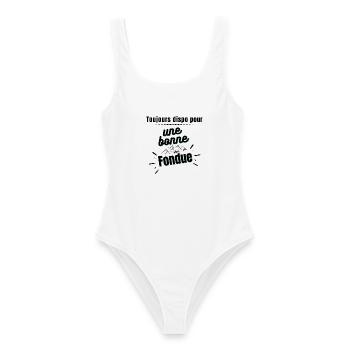 Toujours dispo pour une bonne Fondue - Maillot de bain femme - blanc - Devant - AI Model Female 172 dark (172cm)