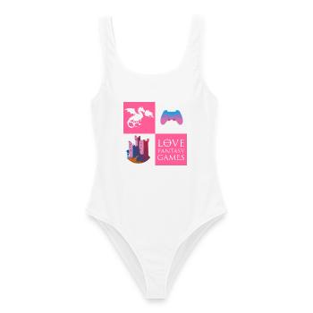 Dragon Game Fantasy - Women's Swimsuit - white - Front - AI Model Female 172 dark (172cm)