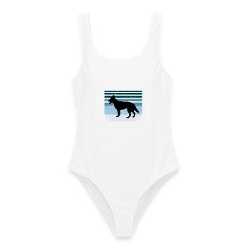Berger Blanc Suisse Hund Silhouette Retro Sonnenuntergang - Frauen Badeanzug - Weiß - Vorne - AI Model Female 172 dark (172cm)
