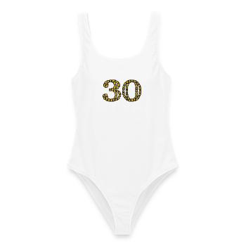 30. 30 YEARS. 30th ANNIVERSARY. 30 YEARS ANNIVERSARY. - Women's Swimsuit - white - Front - AI Model Female 172 dark (172cm)