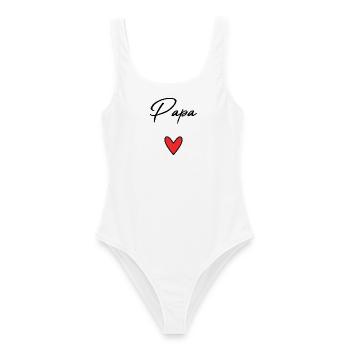 DAD. FATHER'S DAY. HAPPY FATHER'S DAY. HAPPY BIRTHDAY. - Women's Swimsuit - white - Front - AI Model Female 172 dark (172cm)