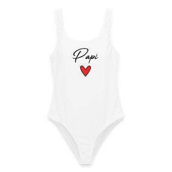 GRANDPA. DAD. FATHER'S DAY. HAPPY FATHER'S DAY - Women's Swimsuit - white - Front - AI Model Female 172 dark (172cm)