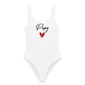 GRANDPA. FATHER'S DAY. HAPPY GRANDPA'S DAY. I LOVE YOU. - Women's Swimsuit - white - Front - AI Model Female 172 dark (172cm)