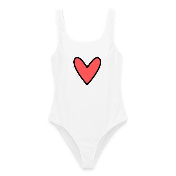 COEUR. MAMAN. FÊTE DES MÈRES. COEUR. FÊTE - Maillot de bain femme - blanc - Devant - AI Model Female 172 dark (172cm)