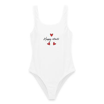 RETIREMENT. COLLEAGUE. RETIREMENT. RETIRED. RETIREMENT. - Women's Swimsuit - white - Front - AI Model Female 172 dark (172cm)