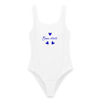 RETIREMENT. RETIREMENT. RETIRED. HAPPY RETIREMENT - Women's Swimsuit - white - Front - AI Model Female 172 dark (172cm)