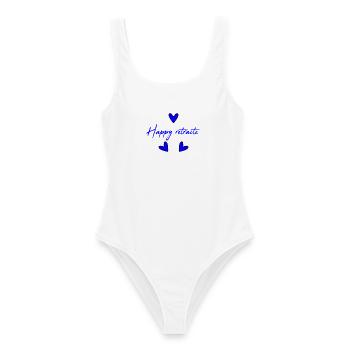 RETIREMENT. COLLEAGUE. RETIREMENT. RETIRED. RETIREMENT. - Women's Swimsuit - white - Front - AI Model Female 172 dark (172cm)