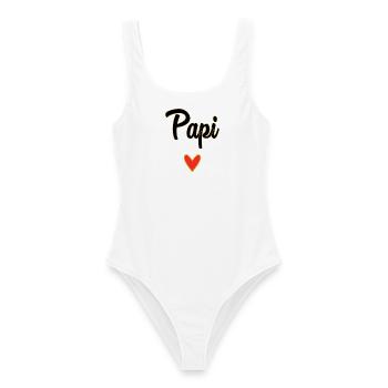 PAPY. FÊTE DES PÈRES. BONNE FÊTE PAPY. JE T'AIME. - Maillot de bain femme - blanc - Devant - AI Model Female 172 dark (172cm)