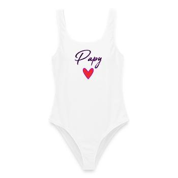PAPY. PAPA. FÊTE DES PÈRES. BONNE FÊTE PAPA - Maillot de bain femme - blanc - Devant - AI Model Female 172 dark (172cm)