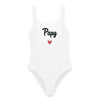 PAPY. PAPA. FÊTE DES PÈRES. BONNE FÊTE PAPA. BONNE - Maillot de bain femme - blanc - Devant - AI Model Female 172 dark (172cm)