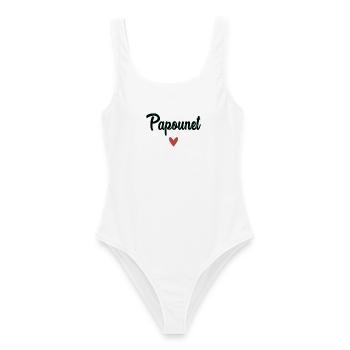 PAPOUNET. PAPA. FÊTE DES PÈRES. BONNE FÊTE PAPA - Maillot de bain femme - blanc - Devant - AI Model Female 172 dark (172cm)