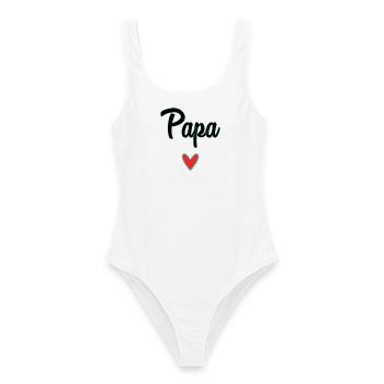 DAD. FATHER'S DAY. HAPPY FATHER'S DAY. HAPPY BIRTHDAY. - Women's Swimsuit - white - Front - AI Model Female 172 dark (172cm)