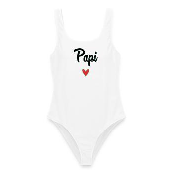 PAPY. PAPA. FÊTE DES PÈRES. BONNE FÊTE PAPA. BONNE - Maillot de bain femme - blanc - Devant - AI Model Female 172 dark (172cm)
